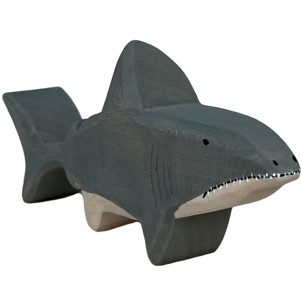 Holztier Haifisch, handgefertigt, 16 x 8 x 3 cm