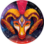 Sternzeichen Holz Puzzle Widder, 180 Teile, Horoskop Ø 24 cm