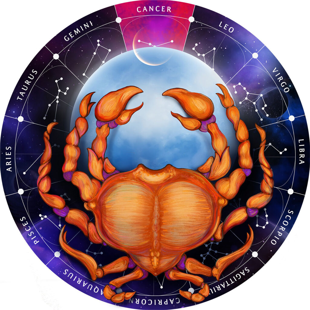 Sternzeichen Holz Puzzle Krebs, 180 Teile, Horoskop Ø 24 cm