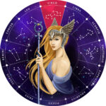 Sternzeichen Holz Puzzle Jungfrau, 180 Teile, Horoskop Ø 24 cm