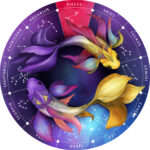 Sternzeichen Holz Puzzle Fische, 180 Teile, Horoskop Ø 24 cm