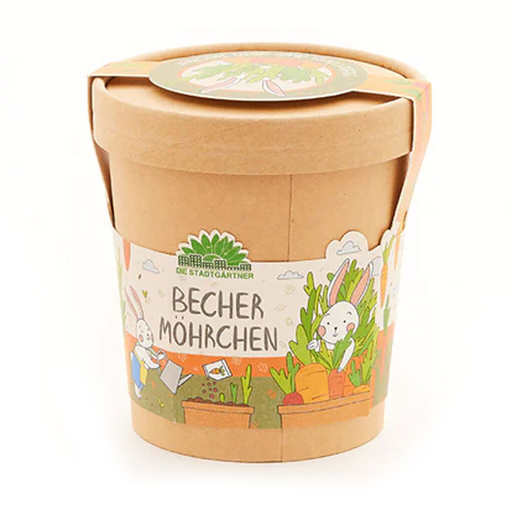Becher-Set zum Pflanzen von Karotten „Möhrchen aus dem Becher“