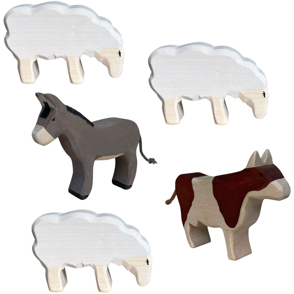 Weihnachtskrippe Tier-Set, Holzfiguren