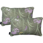 2er-Set Deko-Kissen Outdoor, Blumenmuster grün, 30 x 50 x 10 cm