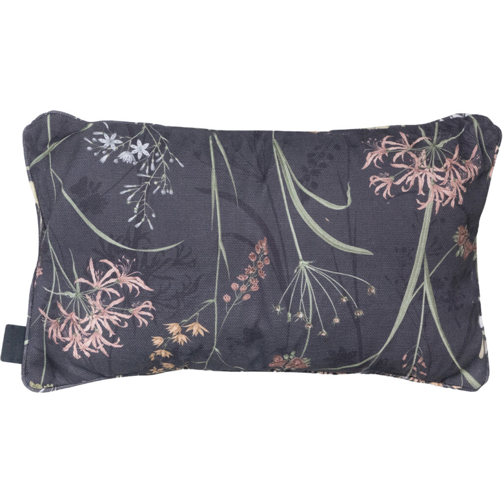 Deko-Kissen Outdoor, Blumenmuster anthrazit, 30 x 50 x 10 cm