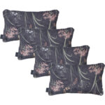 4er-Set Deko-Kissen Outdoor, Blumenmuster anthrazit, 30 x 50 x 10 cm