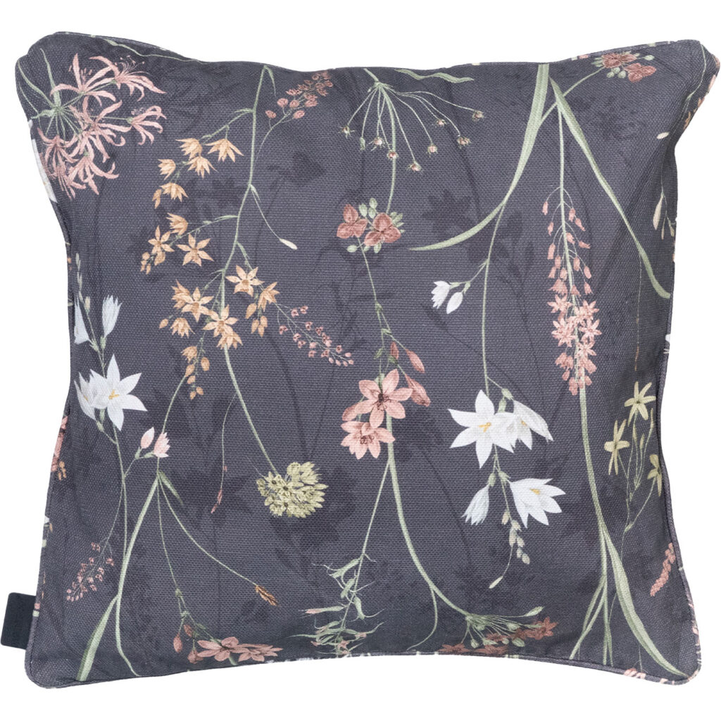Deko-Kissen Outdoor, Blumenmuster anthrazit, 50 x 50 x 10 cm