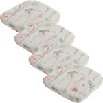 4er-Set Stuhlkissen Outdoor, Blumenmuster weiss, 48 x 48 cm