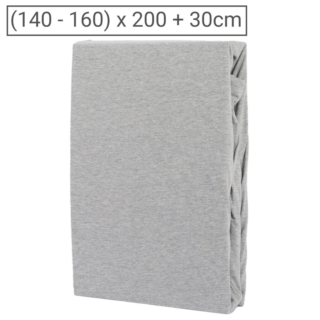 Premium Jersey Melange Fixleintuch, 100% Baumwolle, grau, 140-160 x 200 + 30 cm
