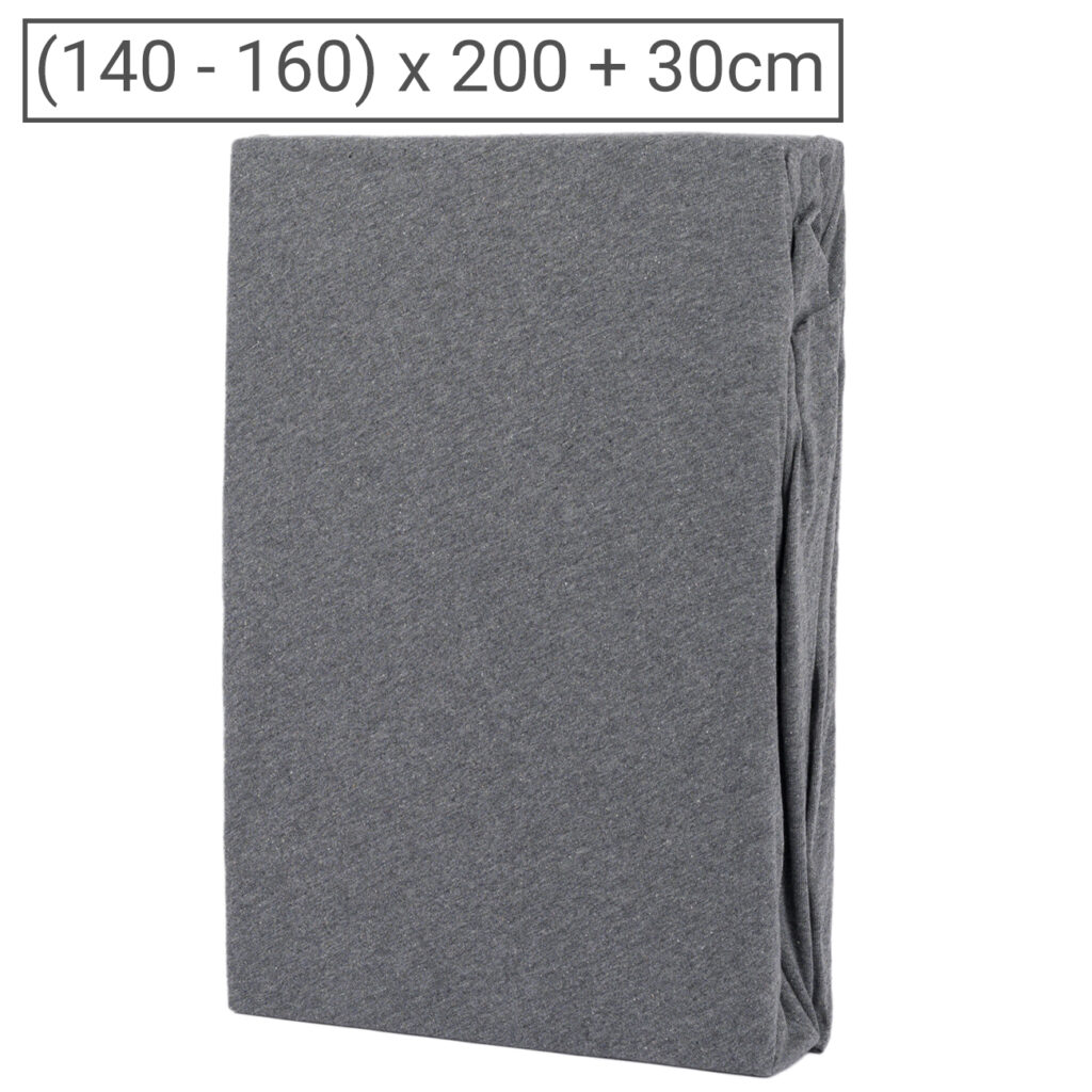 Premium Jersey Melange Fixleintuch, 100% Baumwolle, anthrazit, 140-160 x 200 + 30 cm