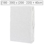 Premium Jersey Melange Fixleintuch, 100% Baumwolle, silber, 180-200 x 200-220 + 40 cm