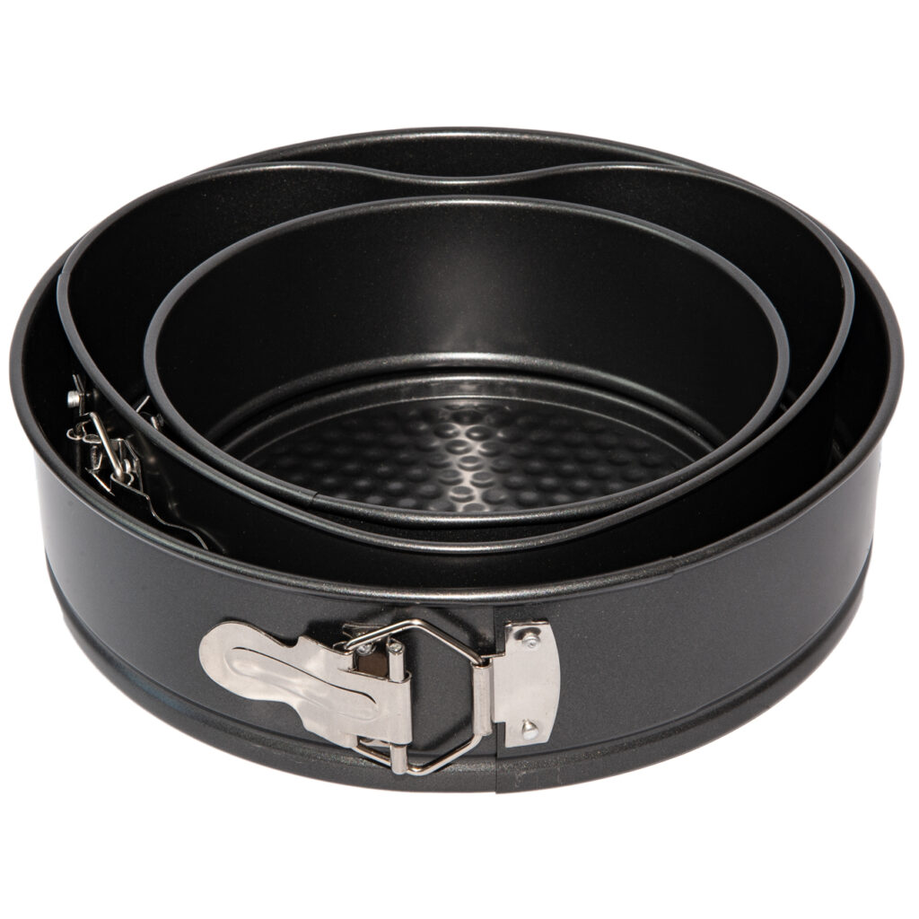 Springformen-Set 3-teilig, rund & Herzform aus Karbonstahl