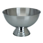 Champagnerkühler aus Edelstahl, edle Sektschale mit Standfuss, 39 x 24 cm