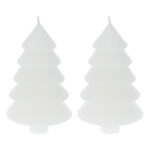 Deko Kerze Tannenbaum 2er-Set, Stimmungskerzen mit Docht, weiss, H 12 cm Deko Kerze Tannenbaum 2er-Set, Stimmungskerzen mit Docht, weiss, H 12 cm