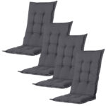 Hochlehner-Auflage 4er-Set, weiches und komfortables Gartenstuhlkissen, grau, 123 x 50 cm