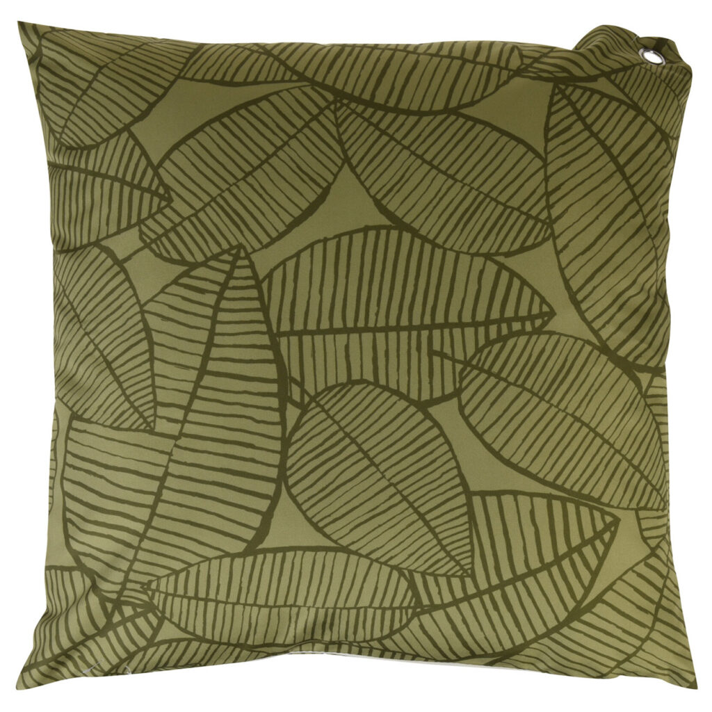 Kissen Outdoor mit Blatt-Muster, Gartenkissen aus Polyester, grün, schwarz, 45 x 45 cm