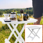 Beistelltisch aus Kunststoff, klappbarer Gartentisch, weiss, 45 x 43 x 50 cm Beistelltisch aus Kunststoff, klappbarer Gartentisch, weiss, 45 x 43 x 50 cm