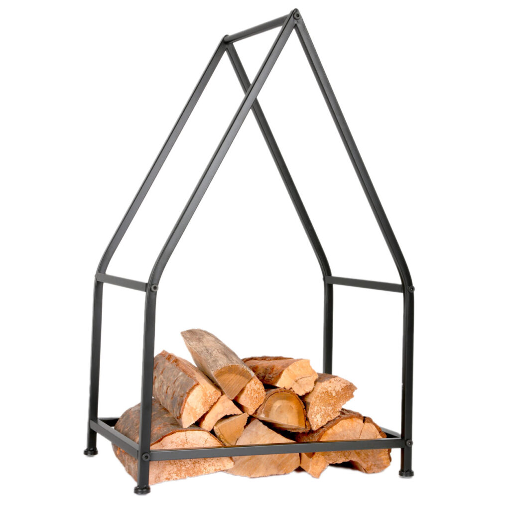 Kaminholzregal aus Metall, Kaminholzständer Haus, schwarz, 50 x 32 x 80 cm