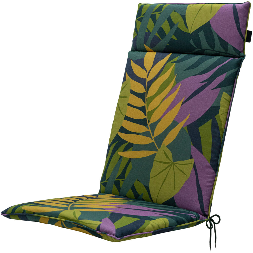 Hochlehner-Auflage, Gartenstuhlkissen, Blätterdesign grün, 120 x 50 cm