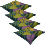4er-Set Stuhlkissen Blätterdesign grün, 50 x 50 cm