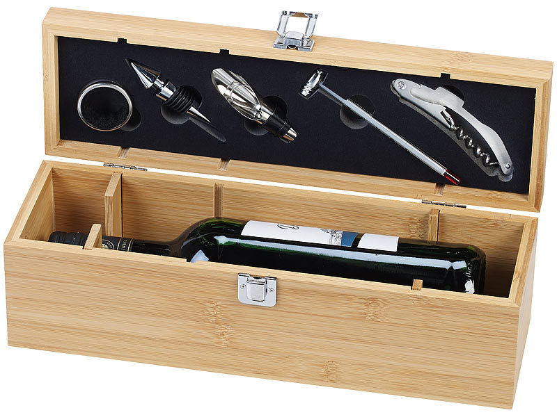 5-teiliges Sommelier-Set in edler Geschenkbox für 1 Weinflasche