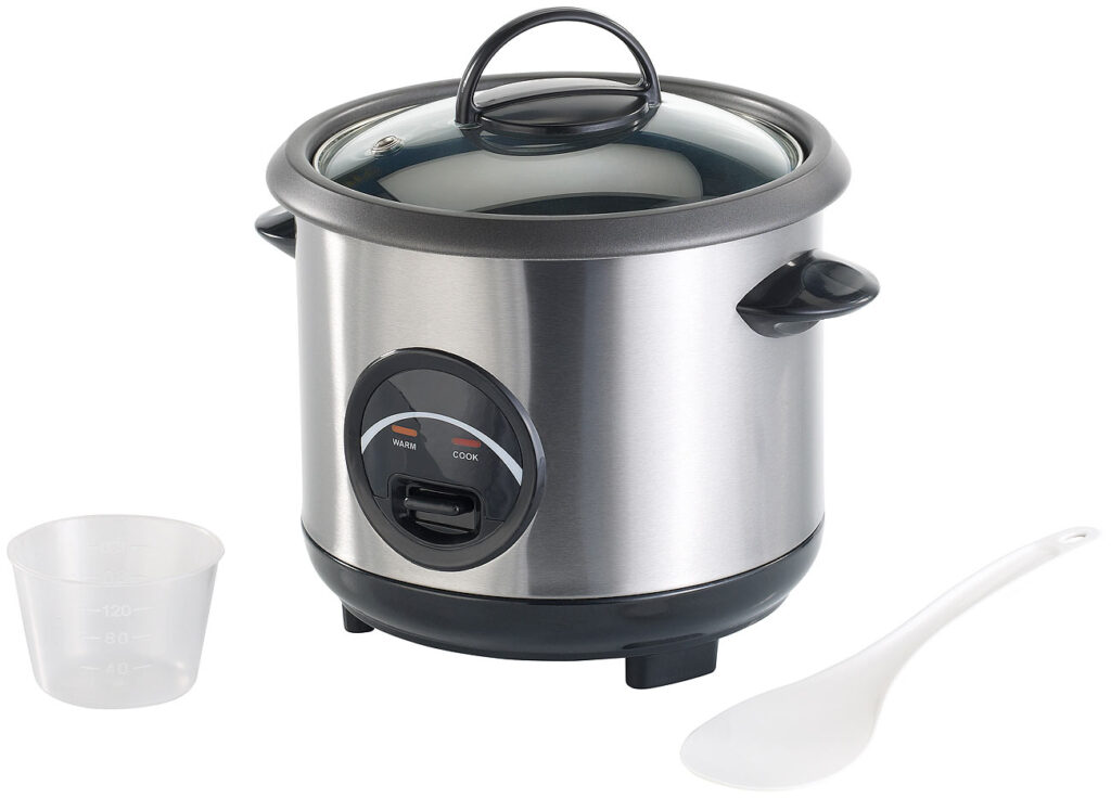 Edelstahl-Reiskocher mit automatischer Warmhalte-Funktion, 0,6 Liter