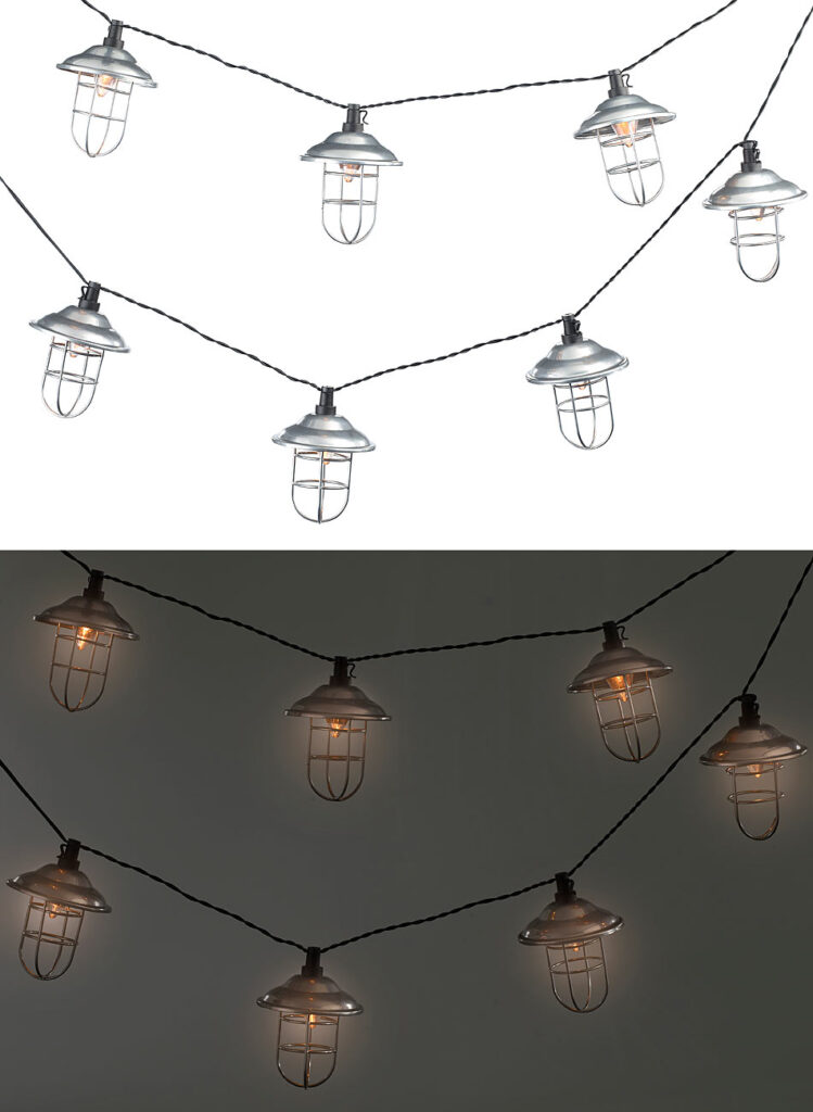 Solar-LED-Lichterkette mit 10 Metall-Laternen, warmweiss, IP44, 1,6 m