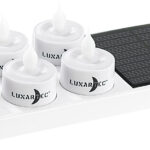 6 LED-Akku-Teelichter mit Dekogläsern & Solar-Ladestation