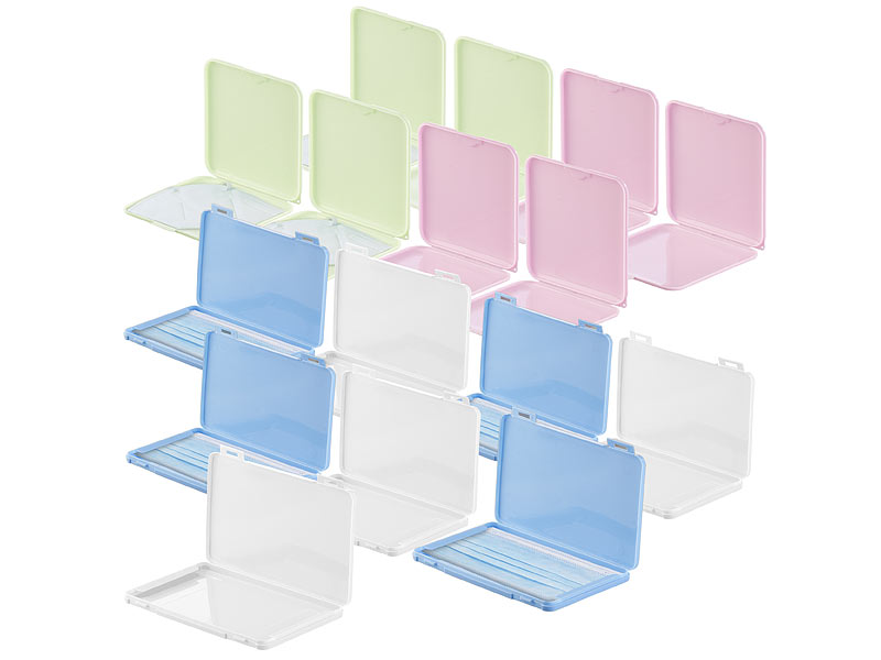 16er-Set Masken-Aufbewahrungs-Etuis, staubdicht und hygienisch, bunt