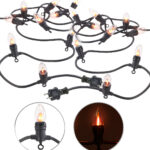 2er-Set Deko-Lichterketten, 10 Glühbirnen in Flammen-Optik, IP44, 4,2m