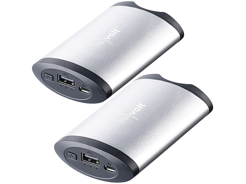 2er-Set 2in1-Powerbanks mit Handwärmer, 5.200 mAh, 2 Temperaturstufen