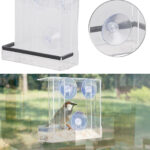 Vogel-Futterhaus aus Acryl mit 2 Futtersilos, Saugnapf-Befestigung