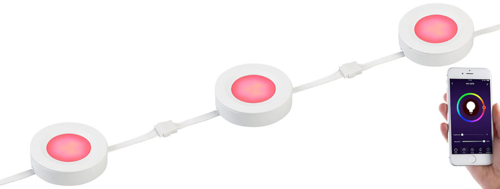 3er-Set WLAN-Unterbau-LEDs, RGB+W, für Amazon Alexa & Google Assistant