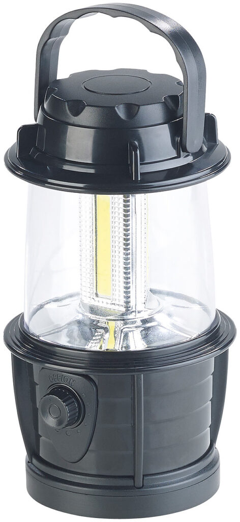 Dimmbare LED-Laterne, 3 COB-LEDs, Batteriebetrieb, 3 W, 140lm, IPX4