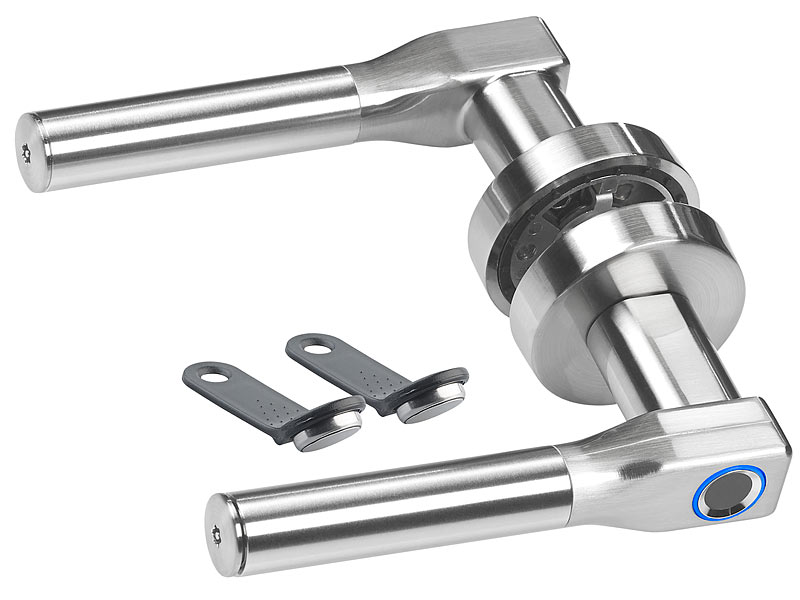 Sicherheits-Türbeschlag, Fingerprint-Scanner & Transponder, DIN rechts