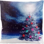 Deko-Weihnachtskissen „Tannenbaum“ mit LEDs, Batteriebetrieb, 45 x 45 cm
