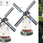 2er-Set Solar-Deko-Windmühlen mit drehendem Windrad & LED-Licht