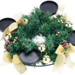 Adventskranz mit goldfarbenem Schmuck, Ø 30 cm