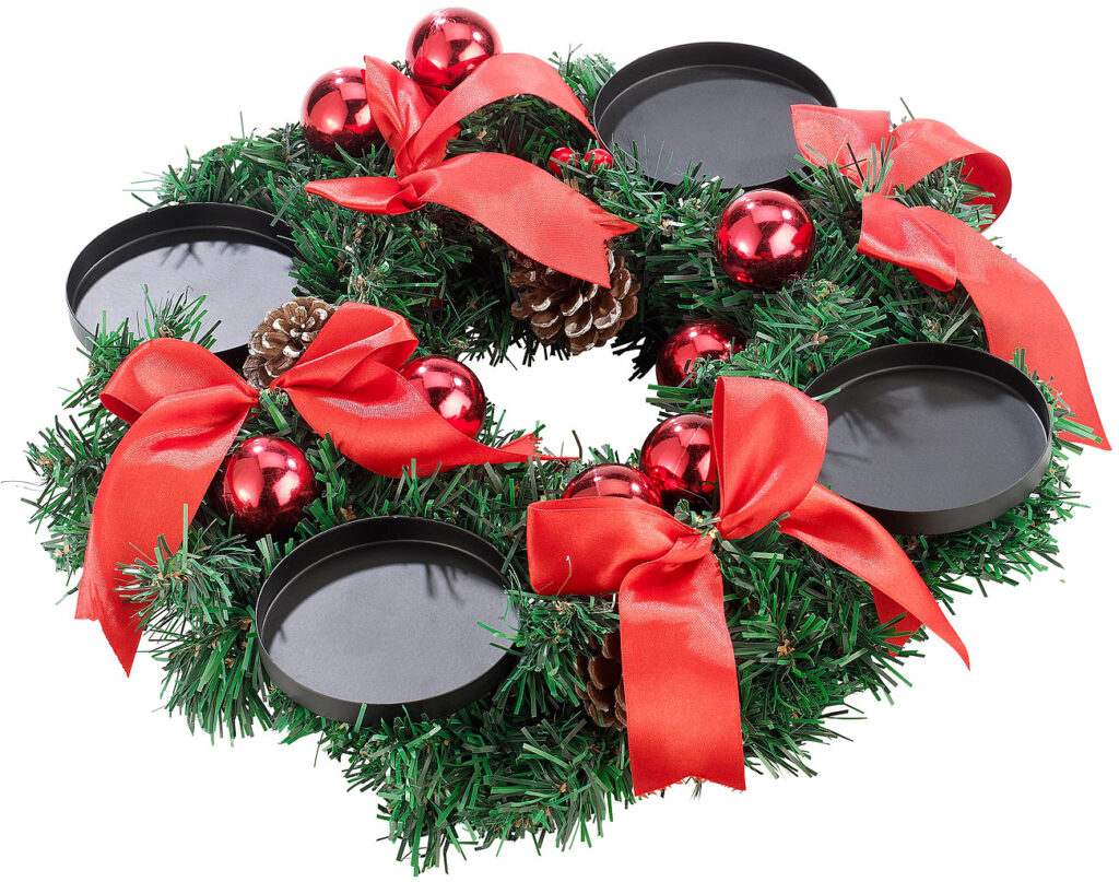 Adventskranz mit rotem Schmuck, Ø 30 cm