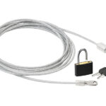 Wetterfestes Stahlseil mit Vorhängeschloss, ummantelt, 3 m, Ø 0,4 cm