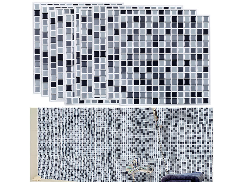Selbstklebende 3D-Mosaik-Fliesenaufkleber „Dezent“ 26 x 26 cm, 10er-Set