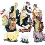 11-teiliges Weihnachtskrippen-Figuren-Set aus Porzellan, handbemalt