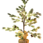 Deko-Nadelbäumchen im Topf, mit 24 LEDs, Kunstschnee und Zapfen, 70 cm