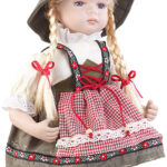 Sammler-Porzellan-Puppe „Anna““ mit bayerischer Tracht, 34cm