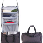 Faltbare Reisetasche mit integriertem Wäsche-Organizer zum Aufhängen Faltbare Reisetasche mit integriertem Wäsche-Organizer zum Aufhängen