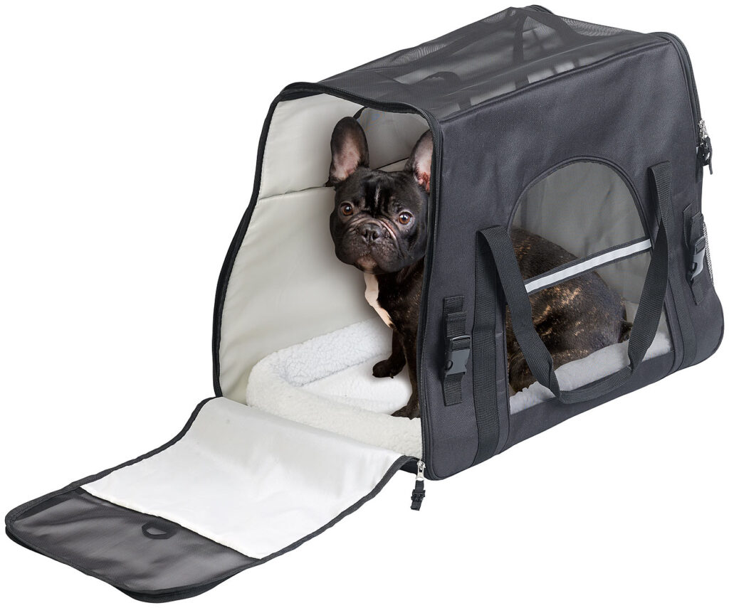 Hand- & Auto-Transporttasche für Haustiere bis 15 kg, Grösse L, schwarz