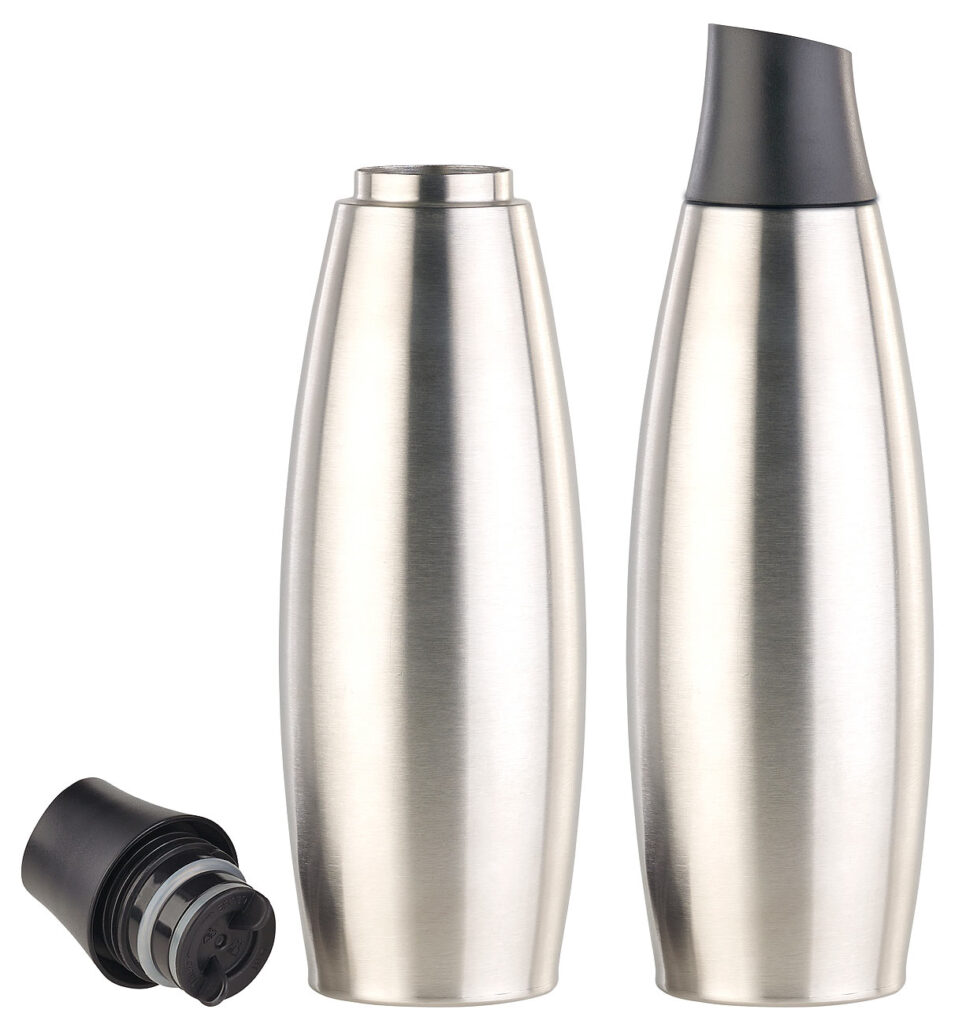 2er-Set Design-Thermo-Isolierflaschen mit Klick-Verschluss, 650 ml