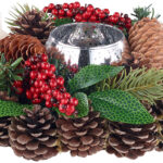 Handgefertigtes Weihnachts- & Adventsgesteck mit Teelichthalter, 23cm