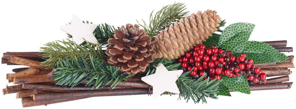 Handgefertigtes Weihnachts- & Adventsgesteck, echte Tannenzapfen, 30 cm