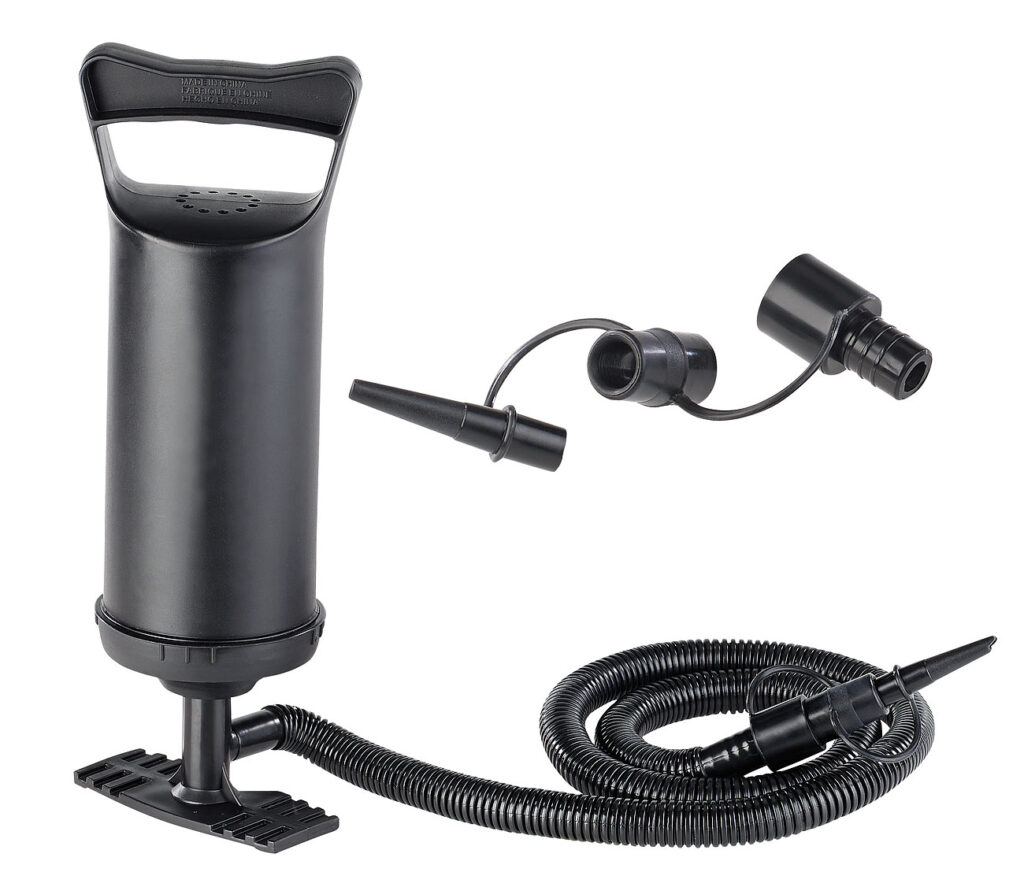 Doppelhub-Hand-Luftpumpe mit 4 Auslass-Düsen, 2x 0,7 l Pumpleistung